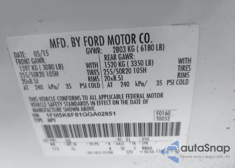 2016 Ford Explorer Limited from USA, damaged, VIN 1FM5K8F81GGA02851